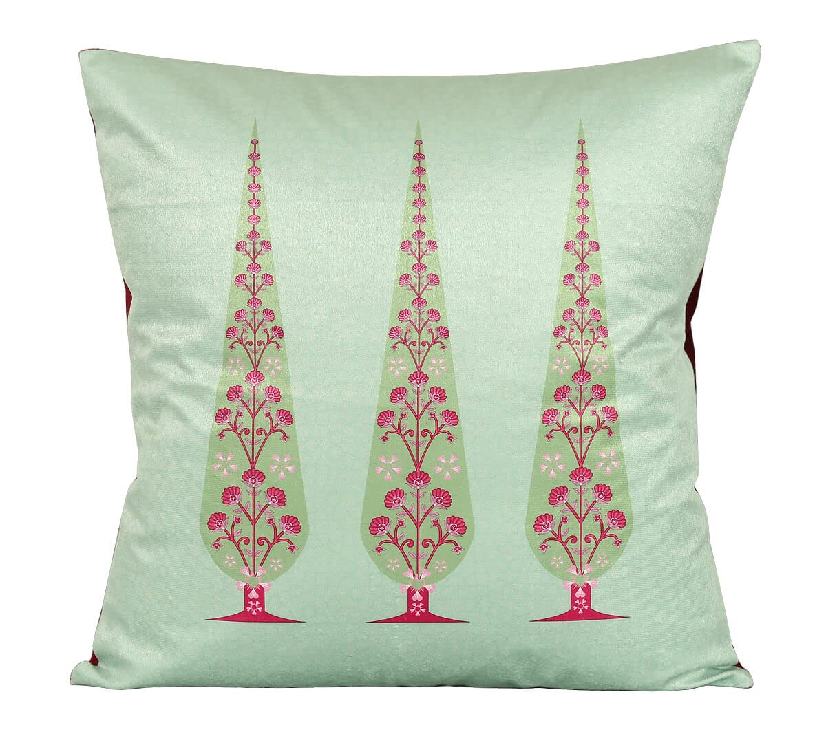 India Circus by Krsnaa Mehta Peacock & Conifer Multicolor Printed Decorative Blended Velvet Cushion Pillow Cover for Couch, Sofa, Bed Set of 5 (16 X 16 Inches), 120 TC 2