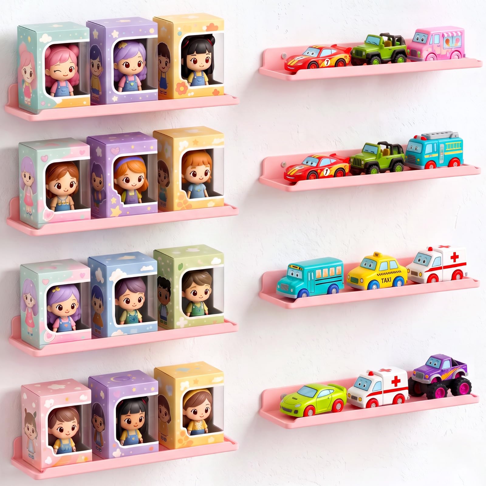 Lifewit Acrylic Floating Shelves for Wall 14" Pink, 8 Pack