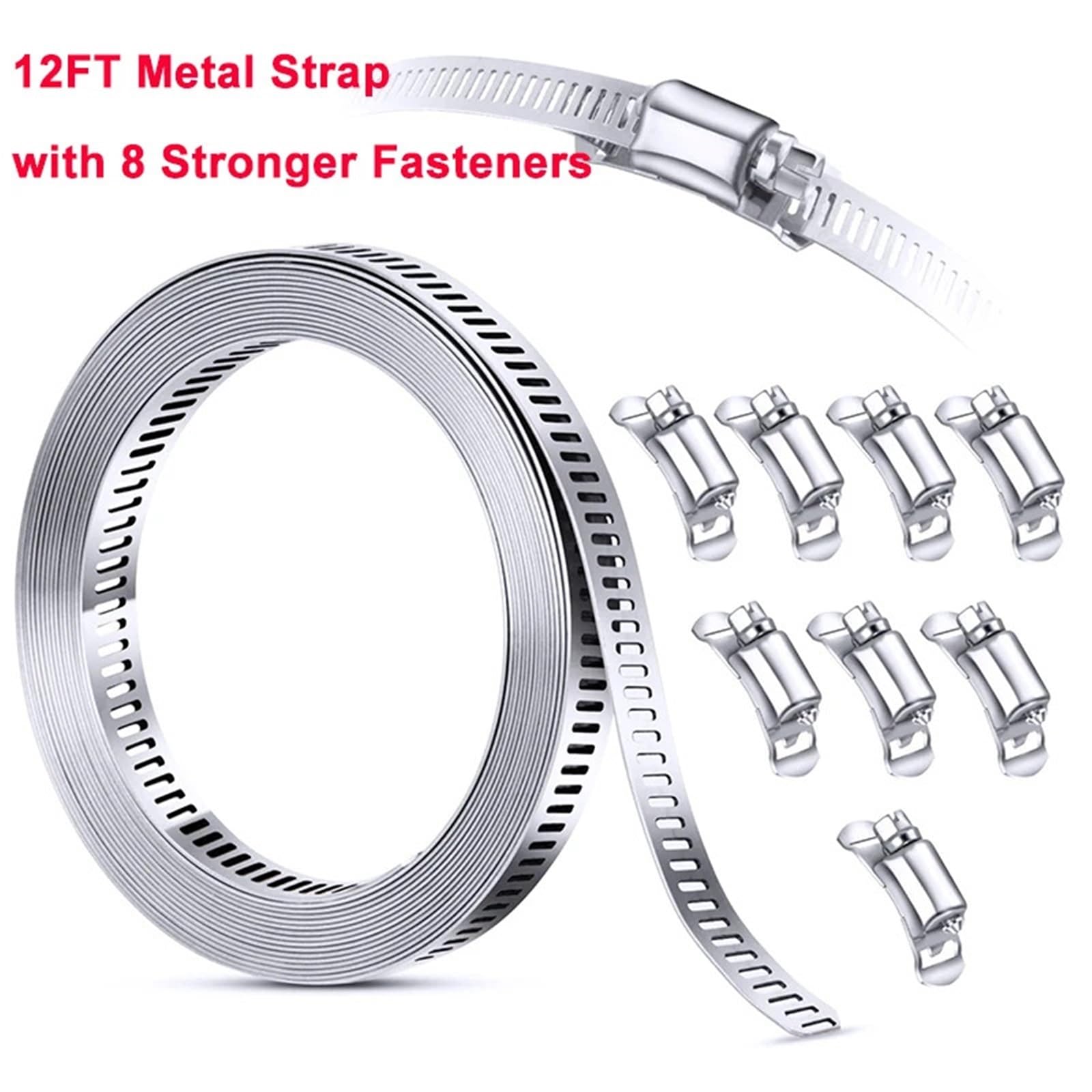 Abrazadera de manguera de acero inoxidable 304 de 3,5 m con 8 sujetadores, abrazadera de tornillo sin fin ajustable, abrazadera de manguera for conductos de tuberías de 11,5 pies