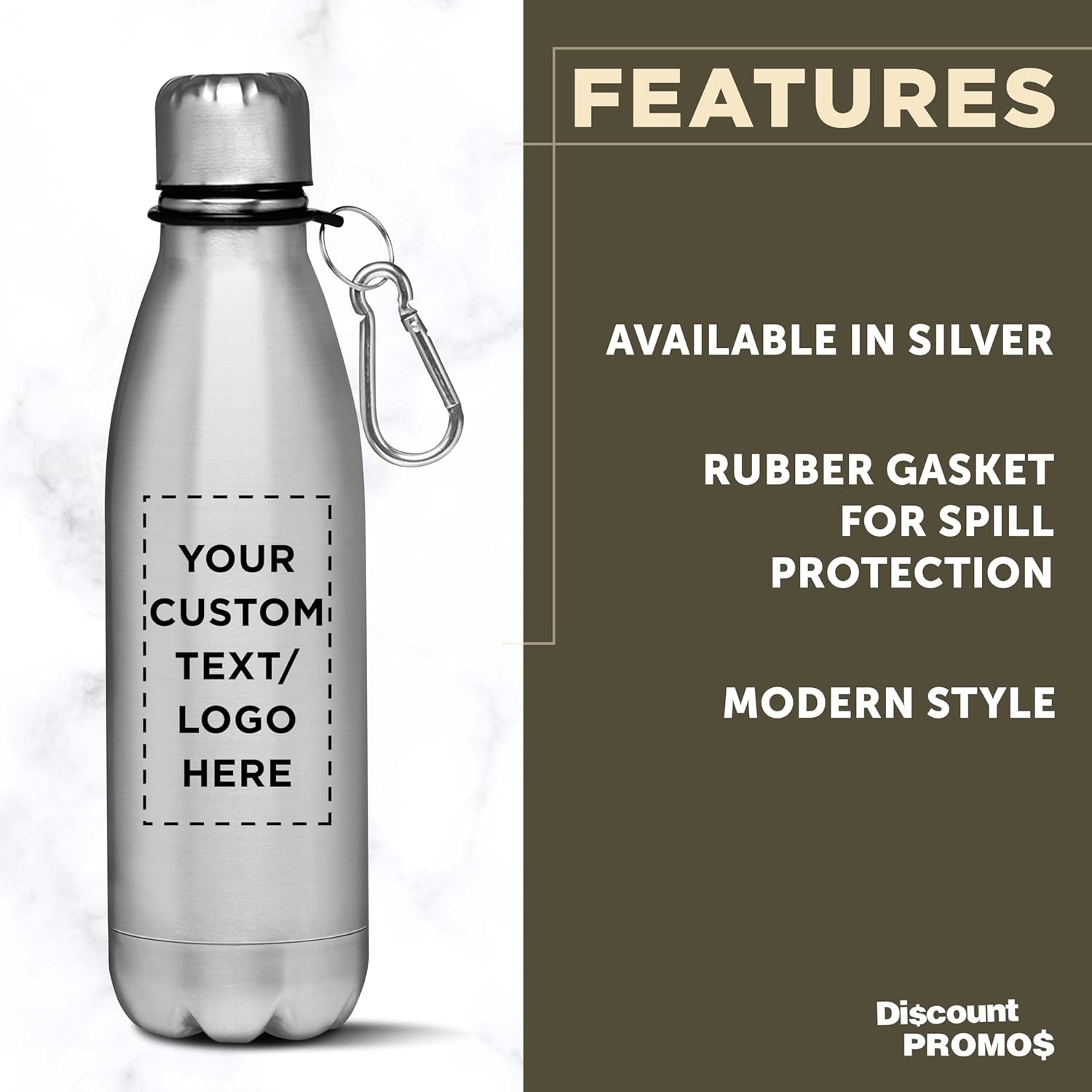 DISCOUNT PROMOS Custom Bullet Sports Water Bottles 26 oz Set of 10/50/100 Personalized Bulk Pack Promotional Fitness Drinkware Indoor Outdoor Activities - Silver - Image 2