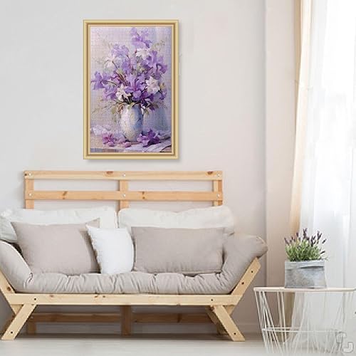 Miniatura 6 de Rompecabezas de flores moradas de 500 piezas para adultos, rompecabezas educativos de aprendizaje, juguetes familiares difíciles y desafiantes con