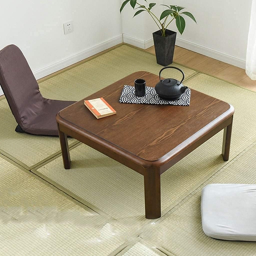 Kotatsu Table with Heater and Blanket Table Indoor Warm in Winter Living Room Multifunctional Stove Solid Wood 4-Piece Set (Size : 80x80cm) (Color : Brown Size : 80x80cm)