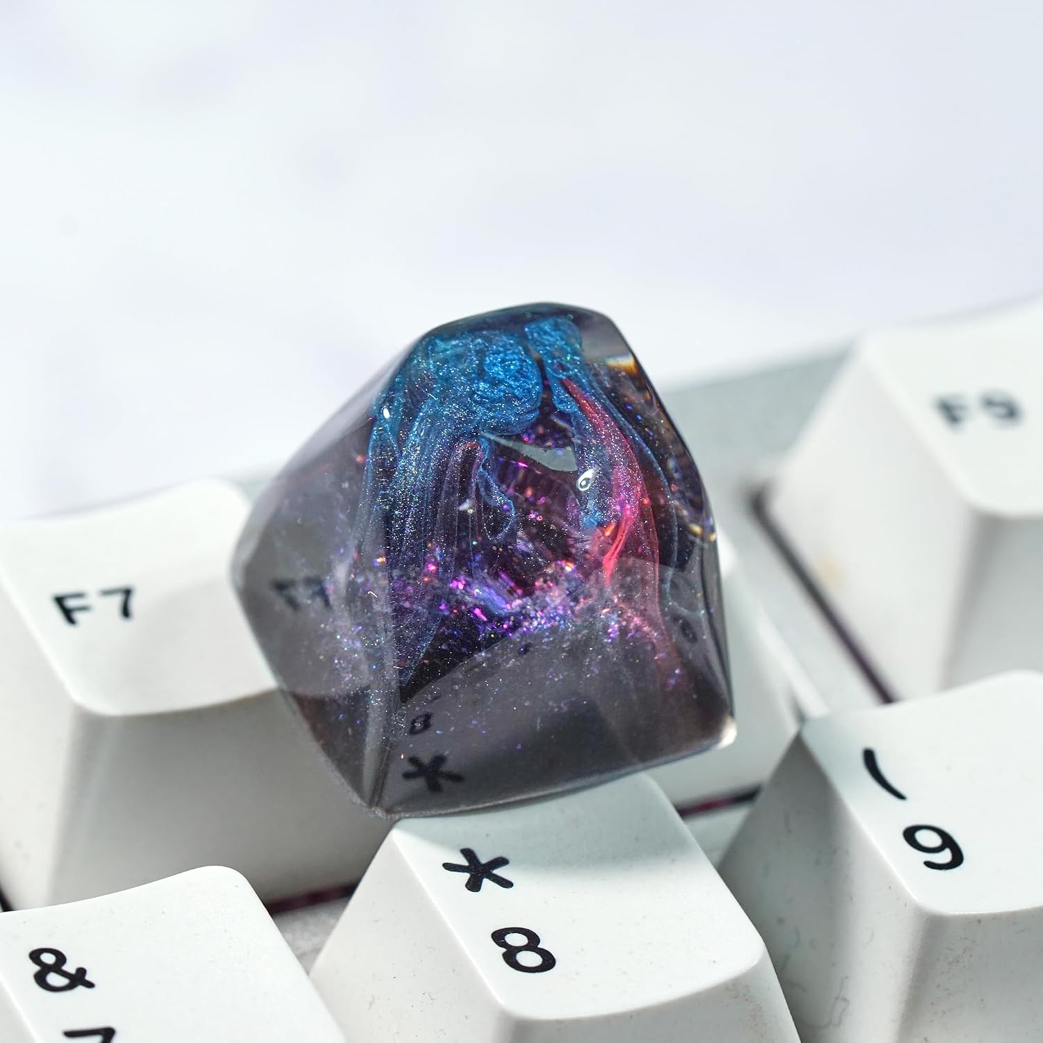 Purple Nebula Keycap Galaxy Handmade Artisan Keycap Cute Key Caps Custom Keycaps Keyboard Caps Resin Keycaps for Cherry MX Mechanical Keyboard Lovers Gift