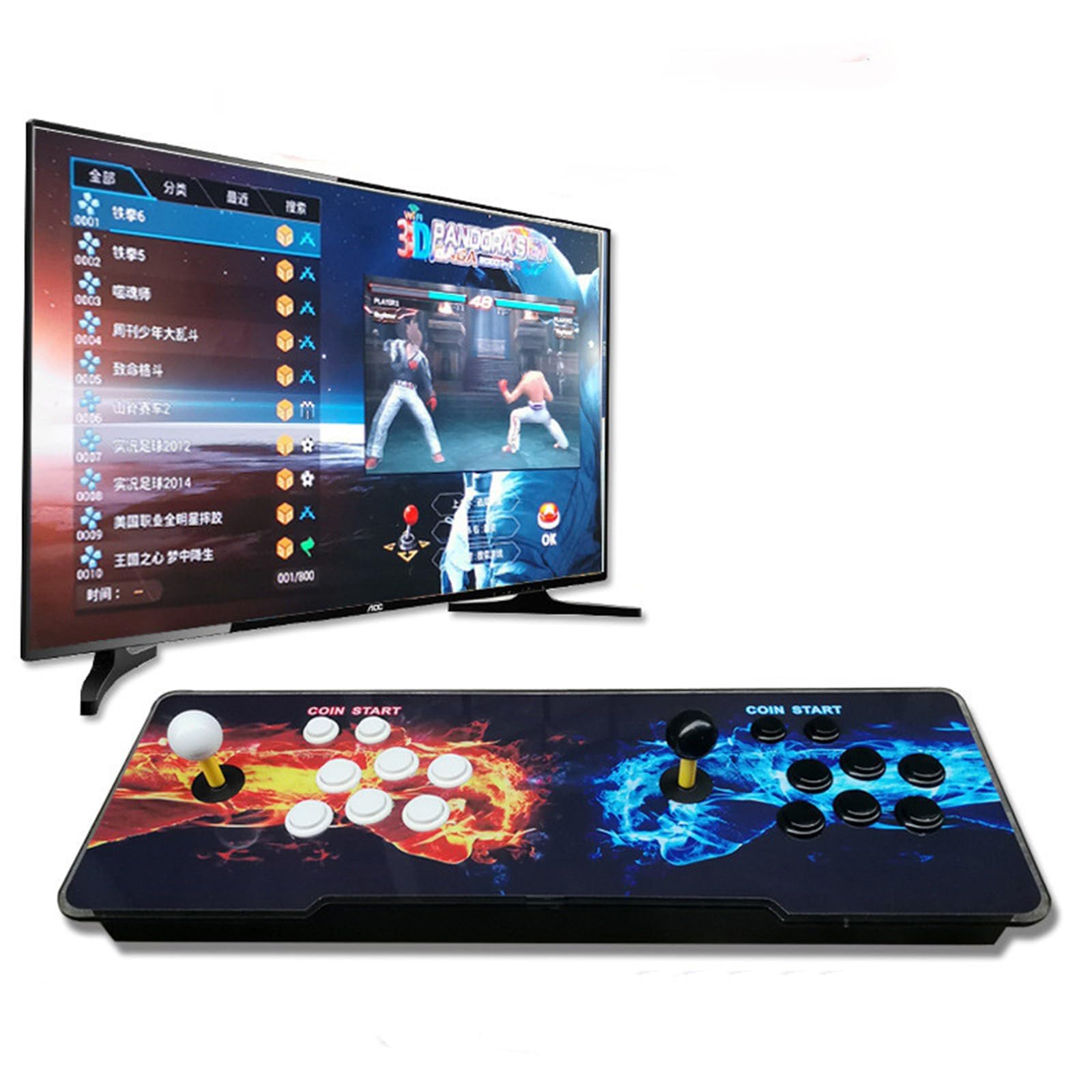 Konsola zręcznościowa retro 10888 z panelem świetlnym RGB, 8-drożnym joystickiem i 16 przyciskami, domowy system gier 720P HD do rodzinnej rozrywki