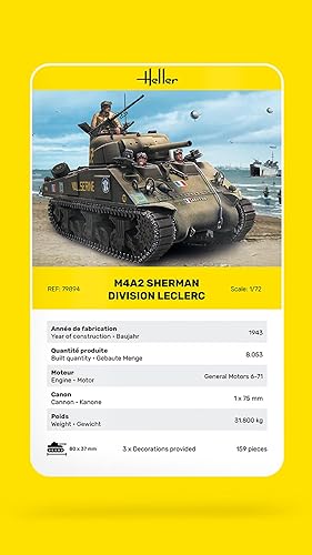 Miniatura 7 de HELLER M4A2Sherman "División Leclerc Vehículo Edificio Modelo Kit