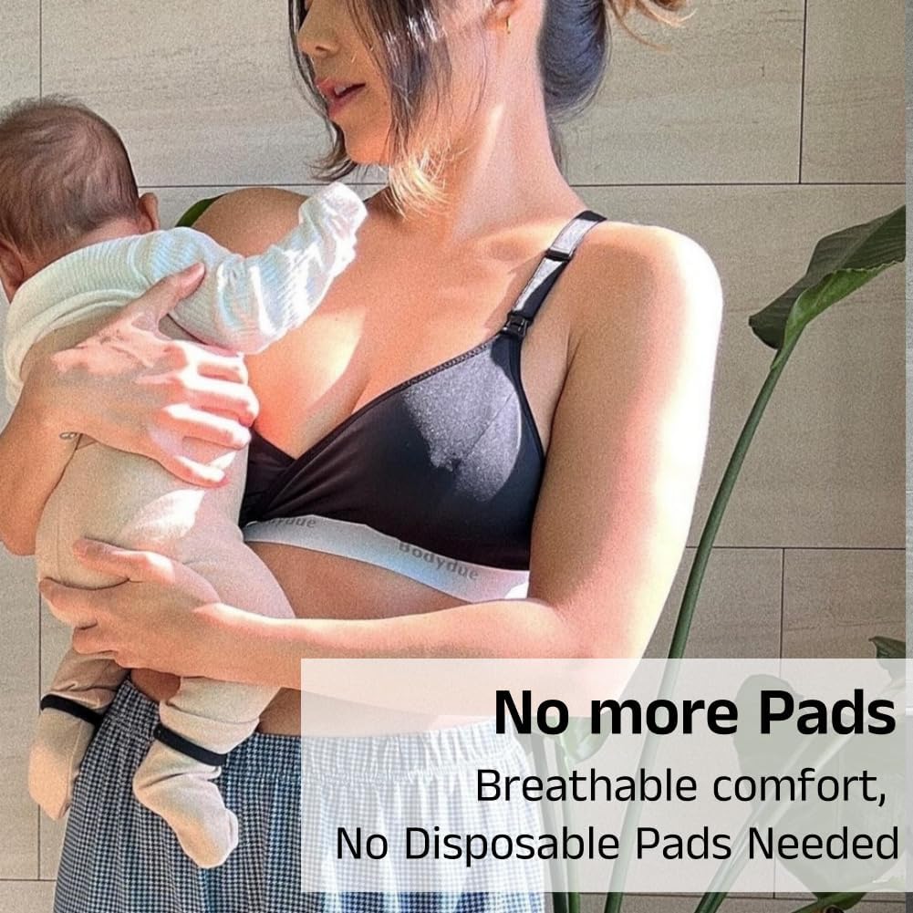 Absobra Nursing Pad-Free Nursing Bra for Easy Breastfeeding Maternity Essential Wireless Full-Coverage Comfort