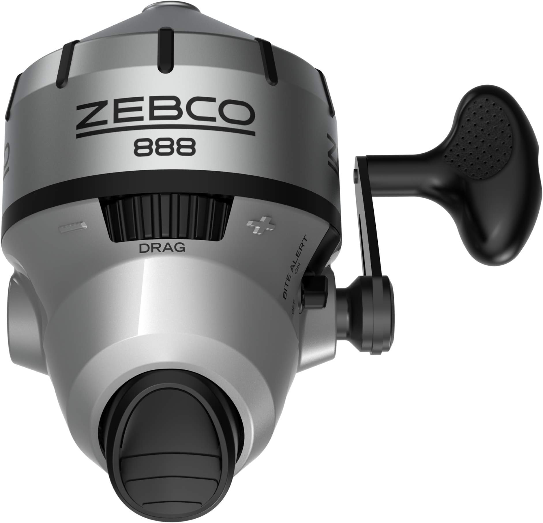 888 Spincast Fishing Reel, 3 Bearings (2 + Clutch), Instant Anti-Reverse, Smooth Dial-Adjustable Drag, Stainless Steel Cover, Powerful All-Metal Gears, Pre-Spooled with Zebco Line, Silver
