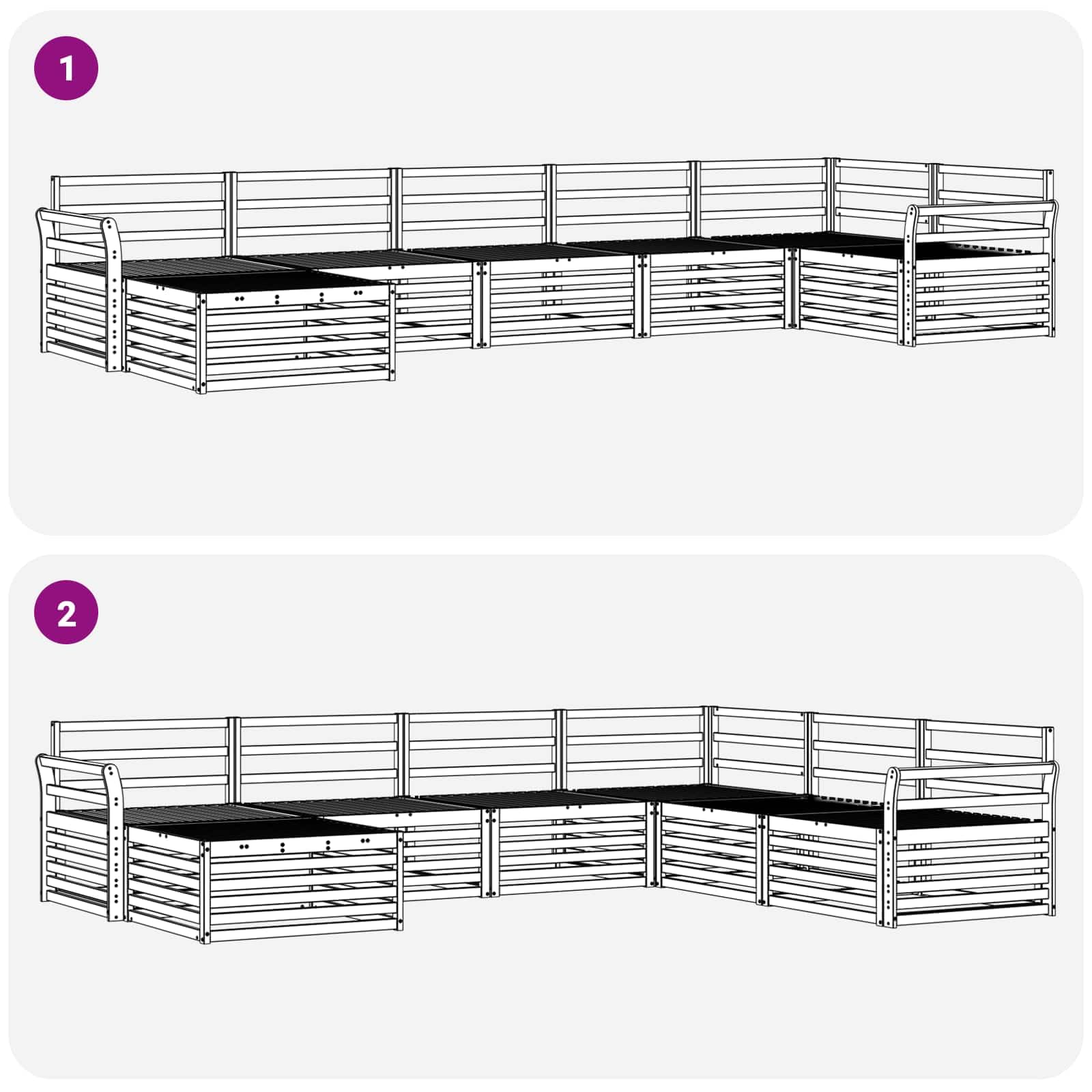 vidaXL Zestawy sof 7 pcs Naturalny Lite Drewno Akacji, Ogród, Wygodny zestaw wypoczynkowy, Siedzenie na zewnątrz, Patio, Nowoczesny taras, Meble wygodne