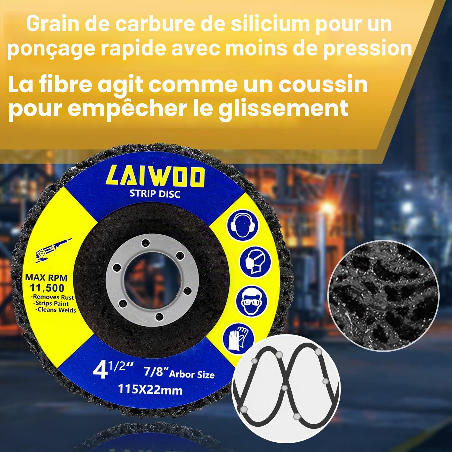 LAIWOO CSD Disques de Nettoyage - 115 x 22 mm Disque Meuleuse Pour Traitement de Surface Peinture Disque Abrasif pour Meuleuse D'angle- Lot de 5 Violet