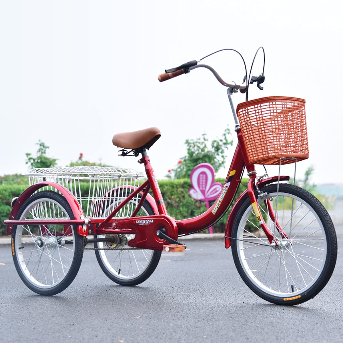 Bicicletta Tre Ruote, Triciclo Adulti, Triciclo, Cruiser, con Cestino Posteriore Cani o Spesa, Bici Allenamento Ibrida 7 velocità Donne e Uomini, Ciclismo e pedalata assistita