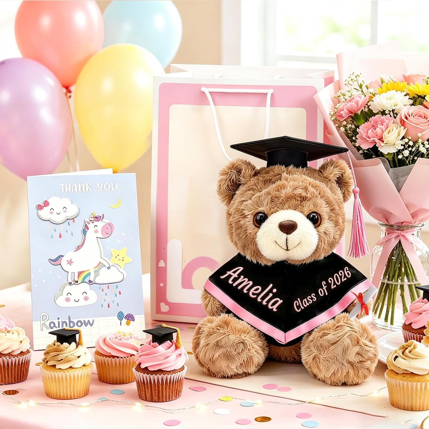Personalized Graduation Teddy Bear Gift 2026, Custom Name Graduation Bear with Grad Cap Gown and Hand Letter, Cute Teddy Bears Stuffed Animal for College High and All Ages School Graduates 10 Inch — view 4