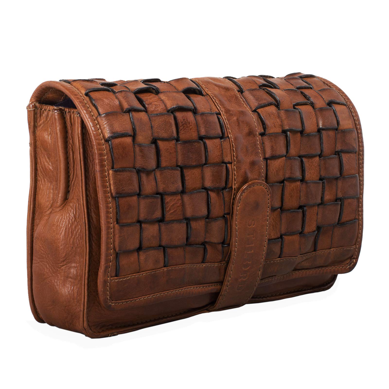 STILORD 'Ella' Bolso Mano Cuero Mujer señora o Dama Bolsa pequeña para Fiesta Salir Diario Festivales de auténtico Cuero Vintage Trenzado