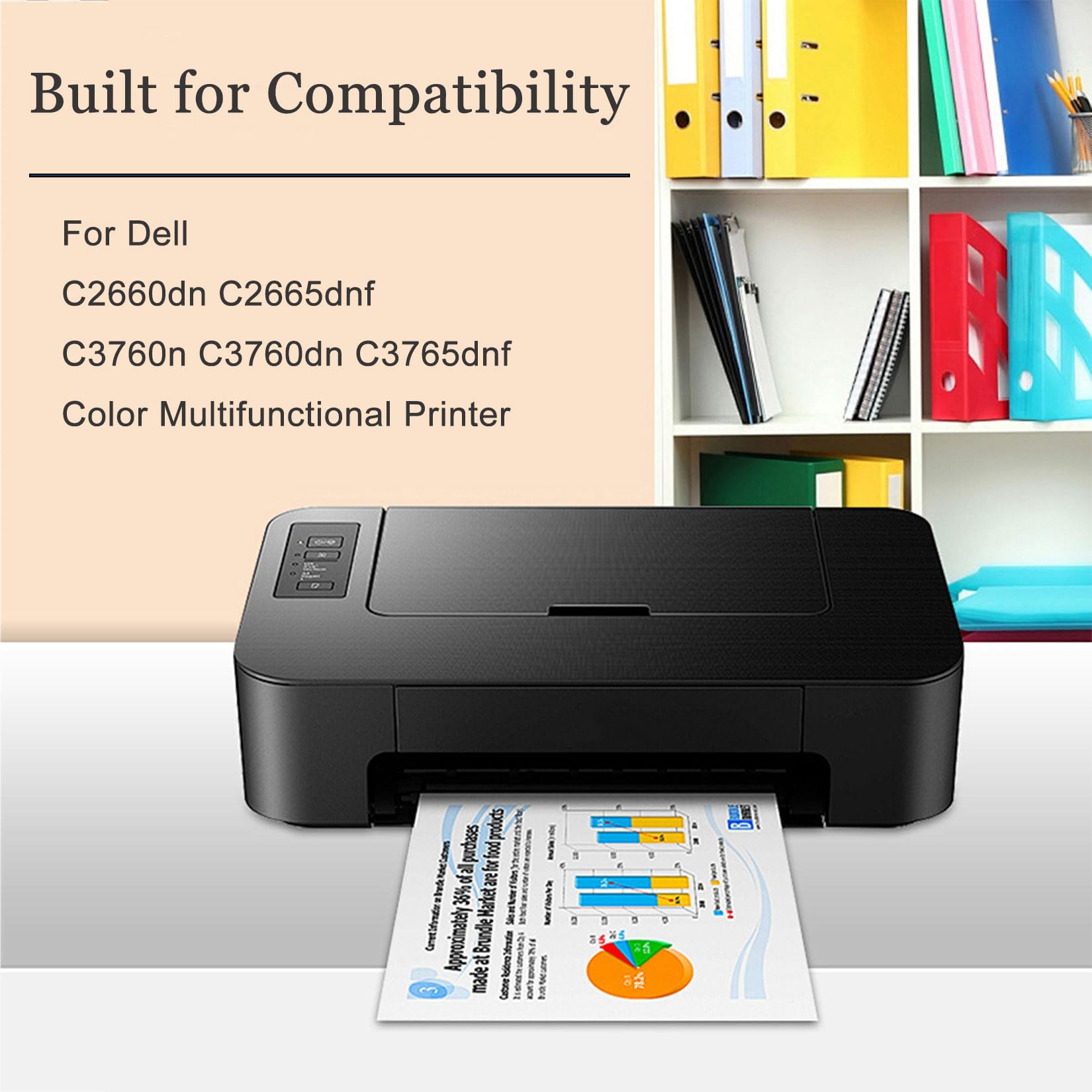 331-8434 Unità Di Tamburo Compatibile Per Dell C2660dn C2665dnf C3760n C3760dn C3765dnf Stampanti, Rendimento Fino A 60000 Pagine,Magenta-1 Pack