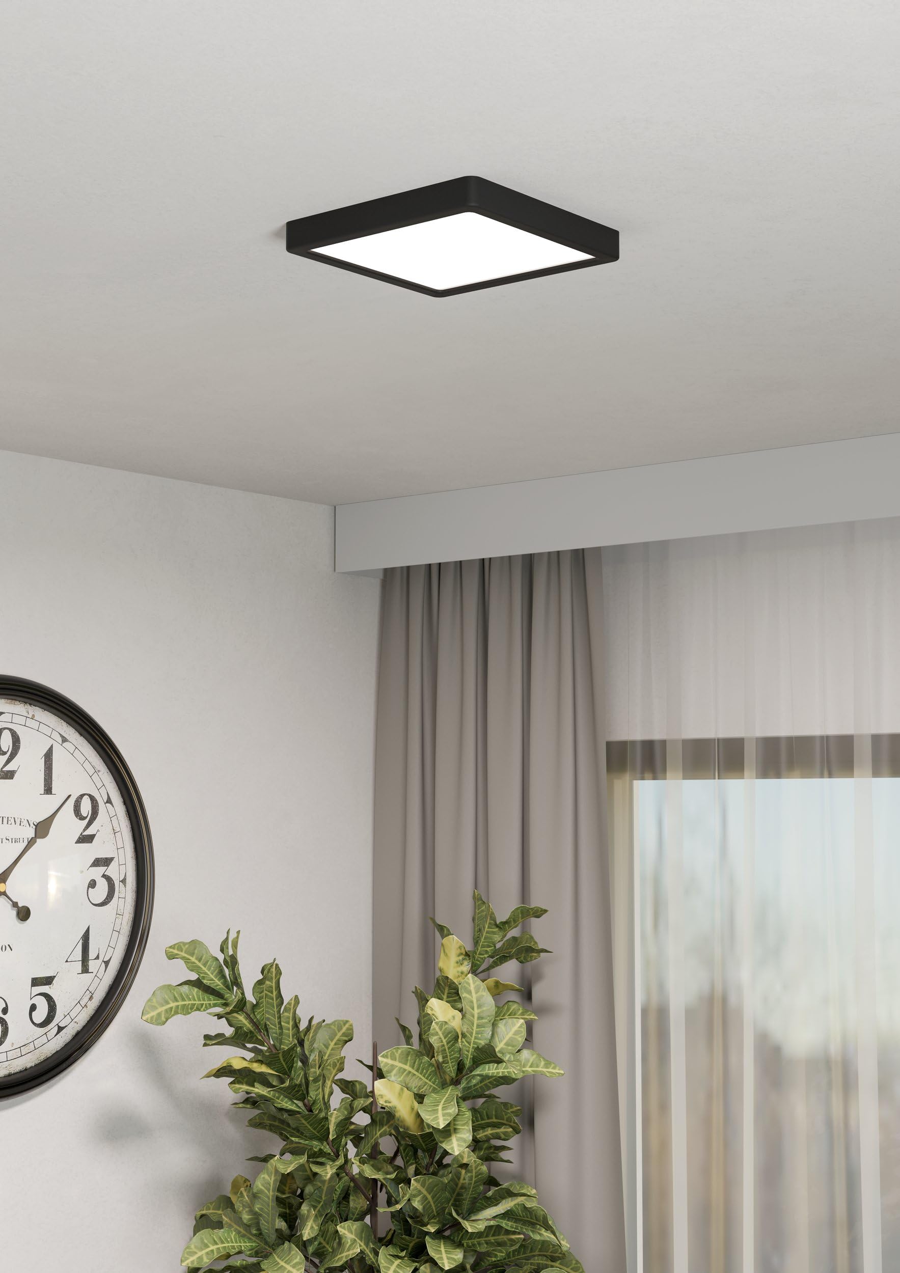 Eglo Fueva 5 - Plafoniera LED Quadrata Da Soffitto 16cm, Bianca Con Luce Calda 3000K, 10.5W 1200Lm, Per Cucina E Soggiorno - 3