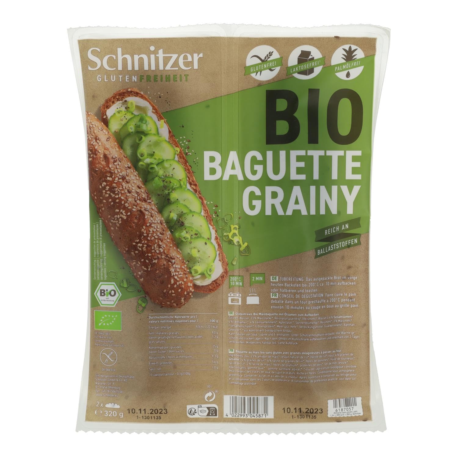 Schnitzer Pan Baguette Semillas Grainy 320 G