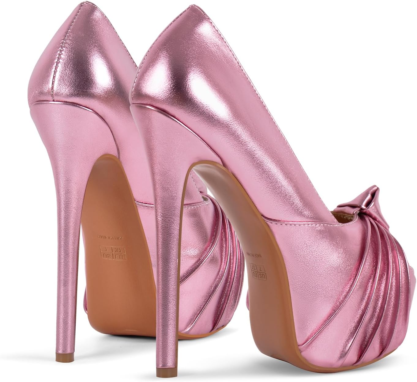 Women's Platform Pumps Shoes Slip On Stilettos PU High Heels - Image 4