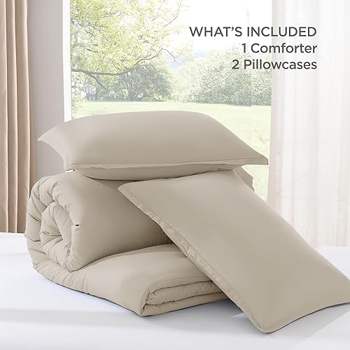 Miniatura 7 de Andency Juego de edredón de tamaño California King, juego de edredón liso de 3 piezas, clásico de trigo suave, para todas las estaciones