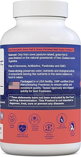 Miniatura 4 de Zen Principle Órganos de carne alimentada con pasto hígado desecado, corazón, riñón, páncreas, bazo, intestino, tripeestómago. Suplementos