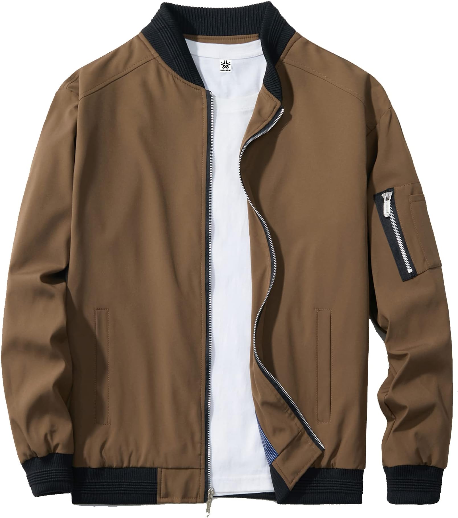 URBANFIND Men's Slim Fit Lightweight Sportswear Jacket Casual Bomber Jacket US M Coffee