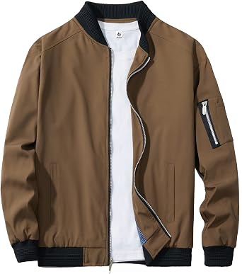 URBANFIND Mens Slim Fit Lightweight Sportswear Jacket Casual Bomber Jacket US M Coffee