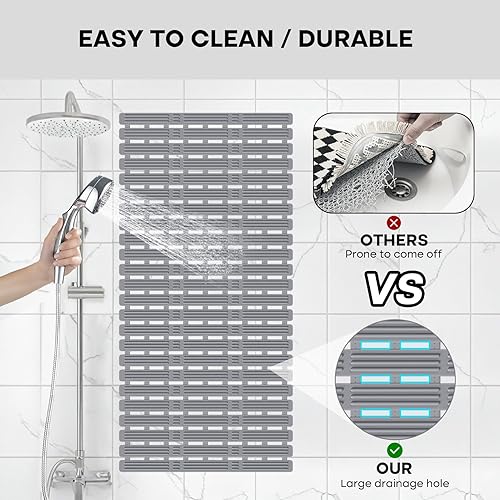 Miniatura 7 de XIYUNTE Alfombra de baño de goma para bañera antideslizante, 36 x 16 pulgadas, tapete de ducha antideslizante para ducha interior, tapete de ducha