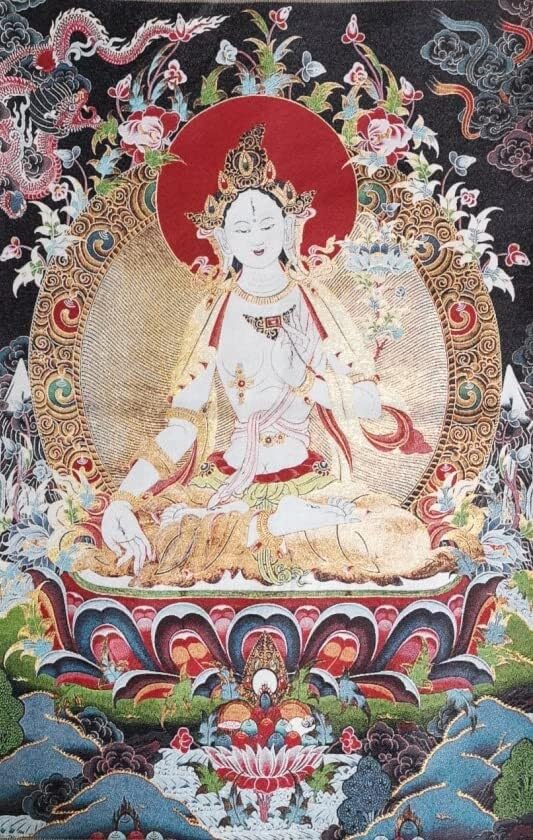 チベットタンカ 絵の大きさ15x20㎝ 枠24x33㎝ 裏面チベット文字あり