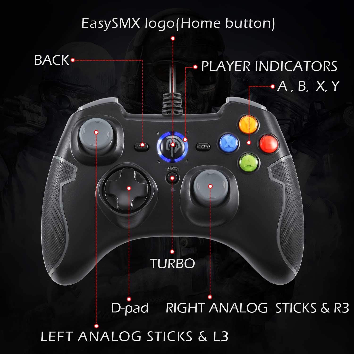 REDSTORM PC Gaming Controller, PC Gamepad joysticks with Dual-Vibration Turbo and Trigger Buttons for Windows/Android/ PS3/ TV Box (grey)