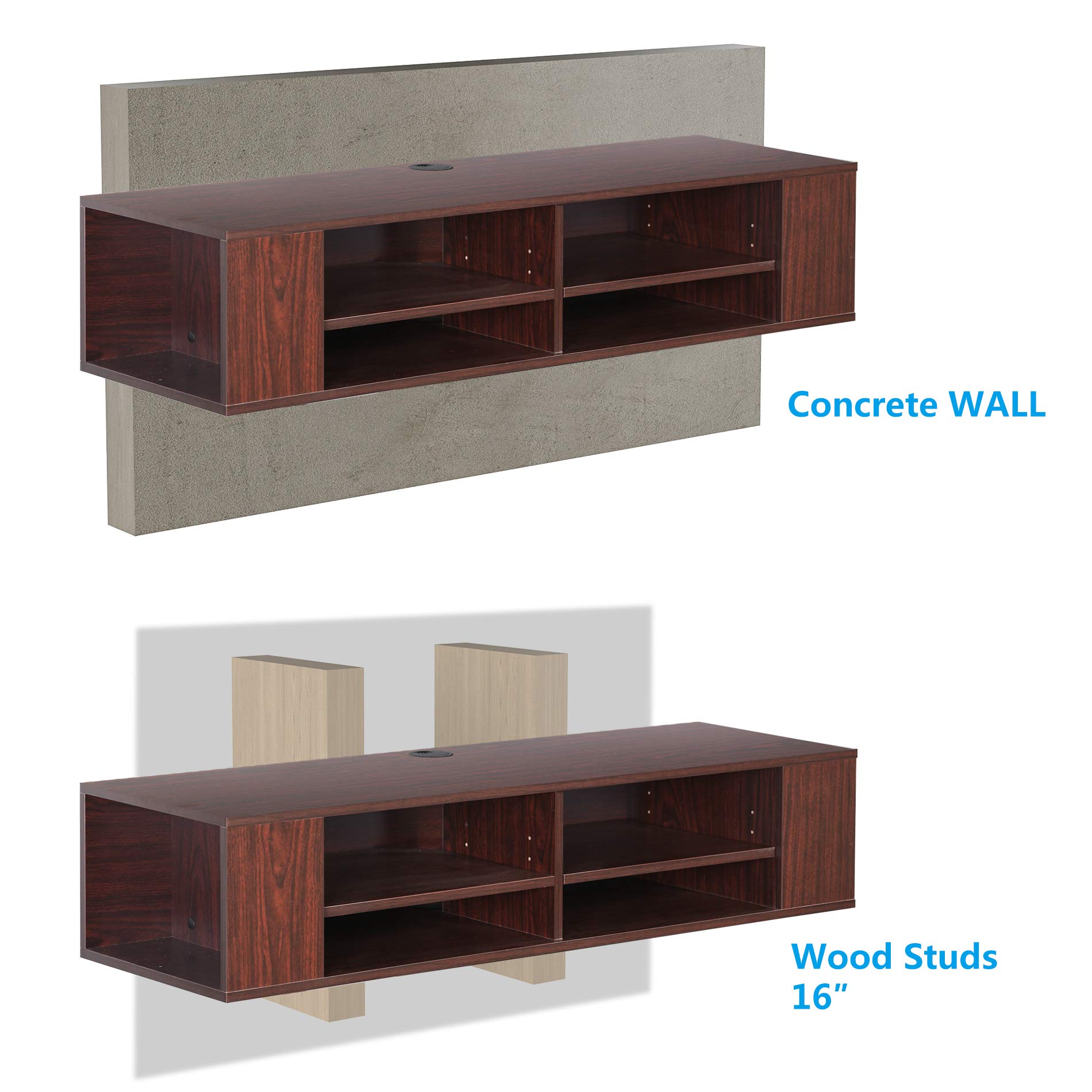 FITUEYES Floating TV Shelf Wall Mounted Entertainment Center Media