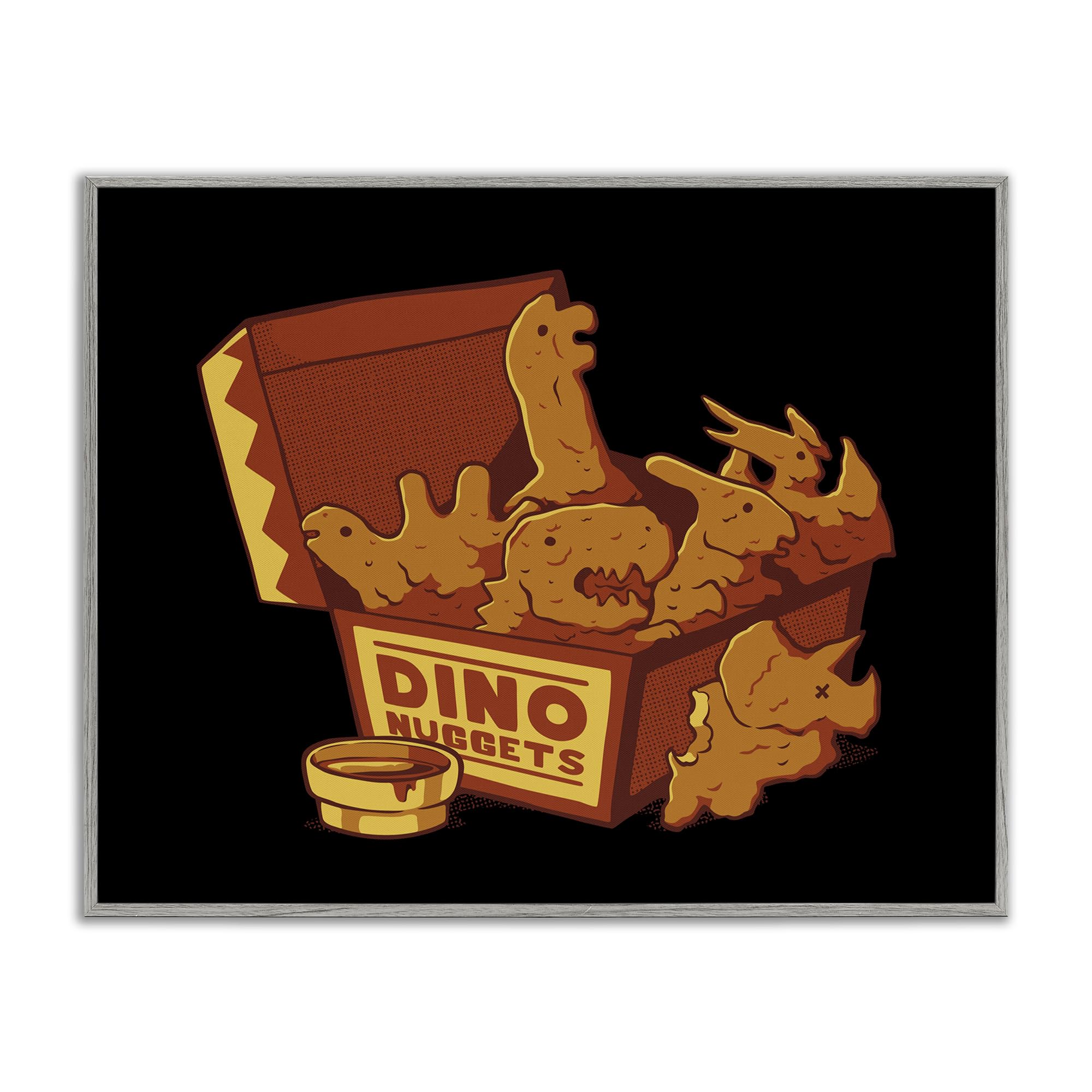Stupell Industries Dino Nuggets With Sauce 'Dino Nuggets With Sauce', Framed Giclee Art, Gray, 20 X 16 Inches, Easy To Hang And Sturdy, Made In Usa, By Tobe Fonseca
