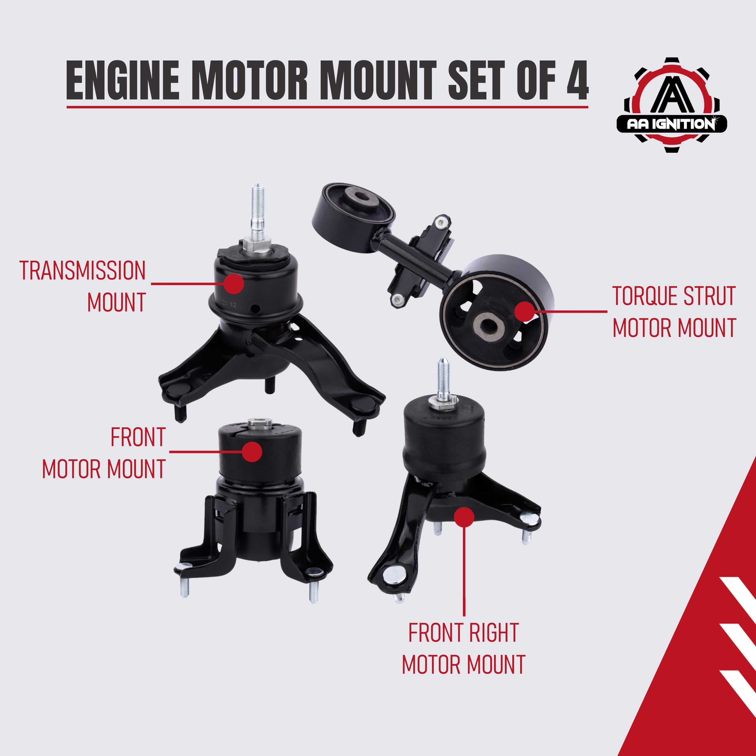 Engine Motor and Transmission Mount Set of 4 - Compatible with