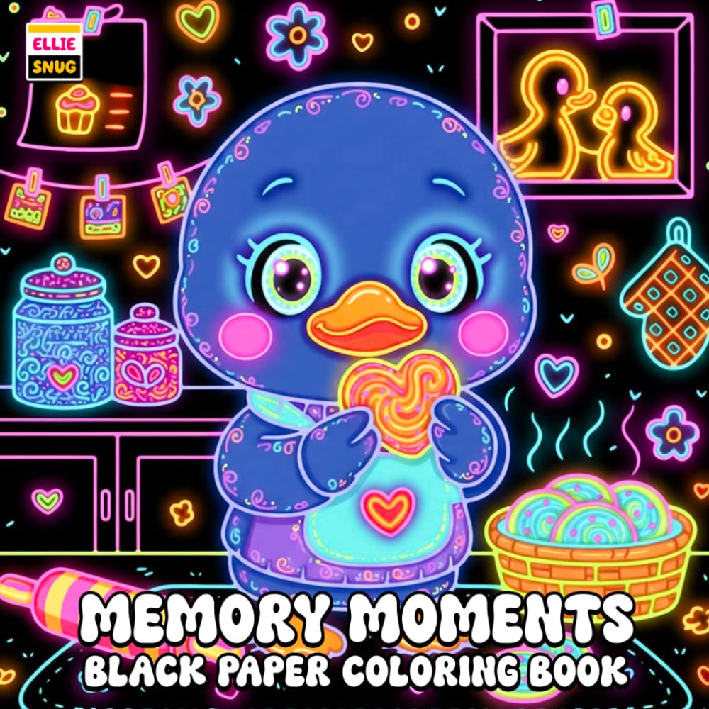 Memory Moments Black Paper Coloring Book: Simple Life Moments with Dark Background Pages, Cozy Spaces, and Nostalgic Everyday Scenes