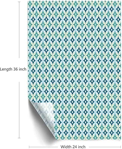 Miniatura 2 de Película de privacidad para ventana de mediados de siglo, patrón de diamantes vintage con fondo de rombos geométricos celosía de círculos de vidrio