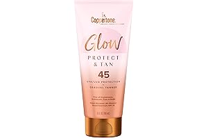 Coppertone Glow Protect & Tan Sunscreen, Tanning & Shimmering, Broad Spectrum SPF 45 Lotion