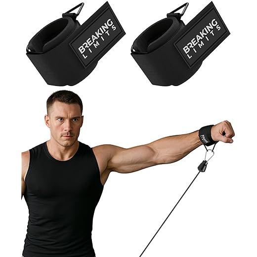 Breaking Limits Wrist Cuffs Gym - Wrist Straps for Cable Machines - Lifting Cuffs for Cables Gym - Wrist Cuff Lateral Raise Attachment - Cable Wrist Cuffs Gym