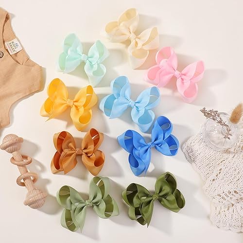 Miniatura 26 de 40 lazos para el cabello de 3 pulgadas para niñas, cinta de grogrén, accesorios para el cabello con pinzas de cocodrilo para niños pequeños, bebés