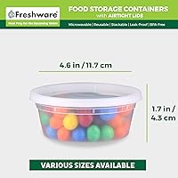 Vista 3 de Freshware Recipientes de almacenamiento de alimentos [240 piezas] recipientes de plástico de 8 oz con tapas, limo, sopa, para preparación