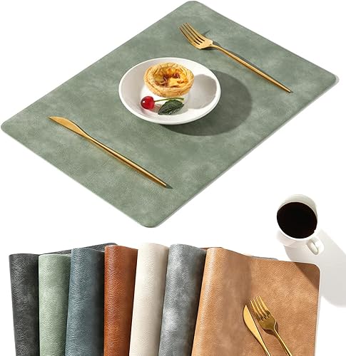 Univo Colors Juego de 4 manteles individuales de piel sintética con patrón de piel vacuno lavada, resistentes al calor, impermeables, lavables para