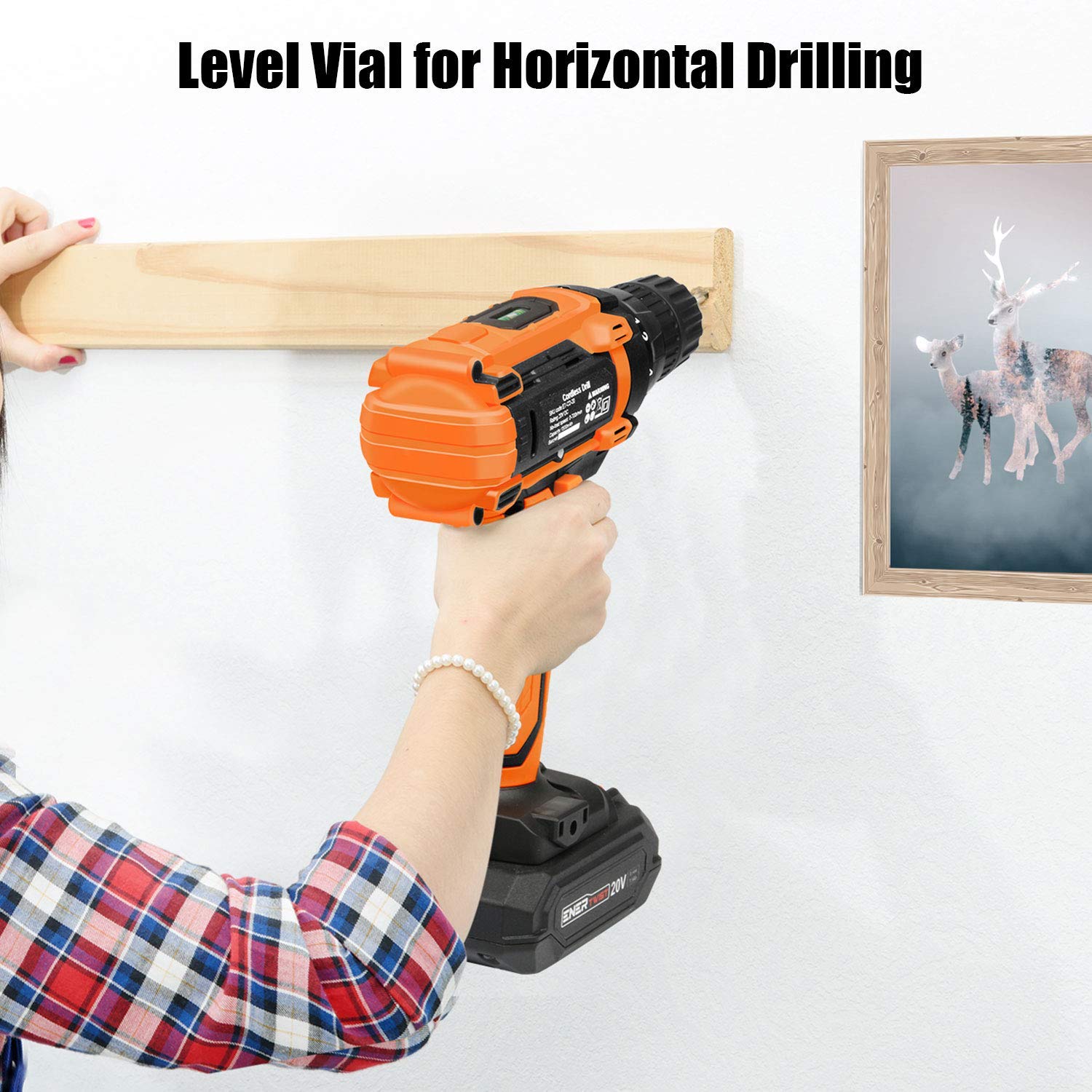 EnerTwist 20V Max Cordless Drill, 3/8 Inch Power Drill Set with Lithium