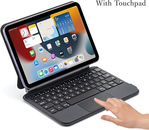 Miniatura 4 de HENGHUI iPad Mini 6 generación magnético teclado caso flotante voladizo soporte multi-táctil trackpad teclas retroiluminadas para iPad Mini 6 (negro)