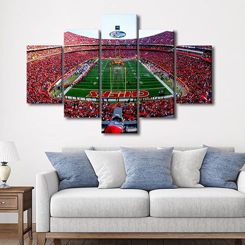 Vista 189 de Cuadros de estadios deportivos de fútbol americano de Minnesota, cuadros de vikingos, 5 paneles, lienzo para pared, arte de pared del estadio