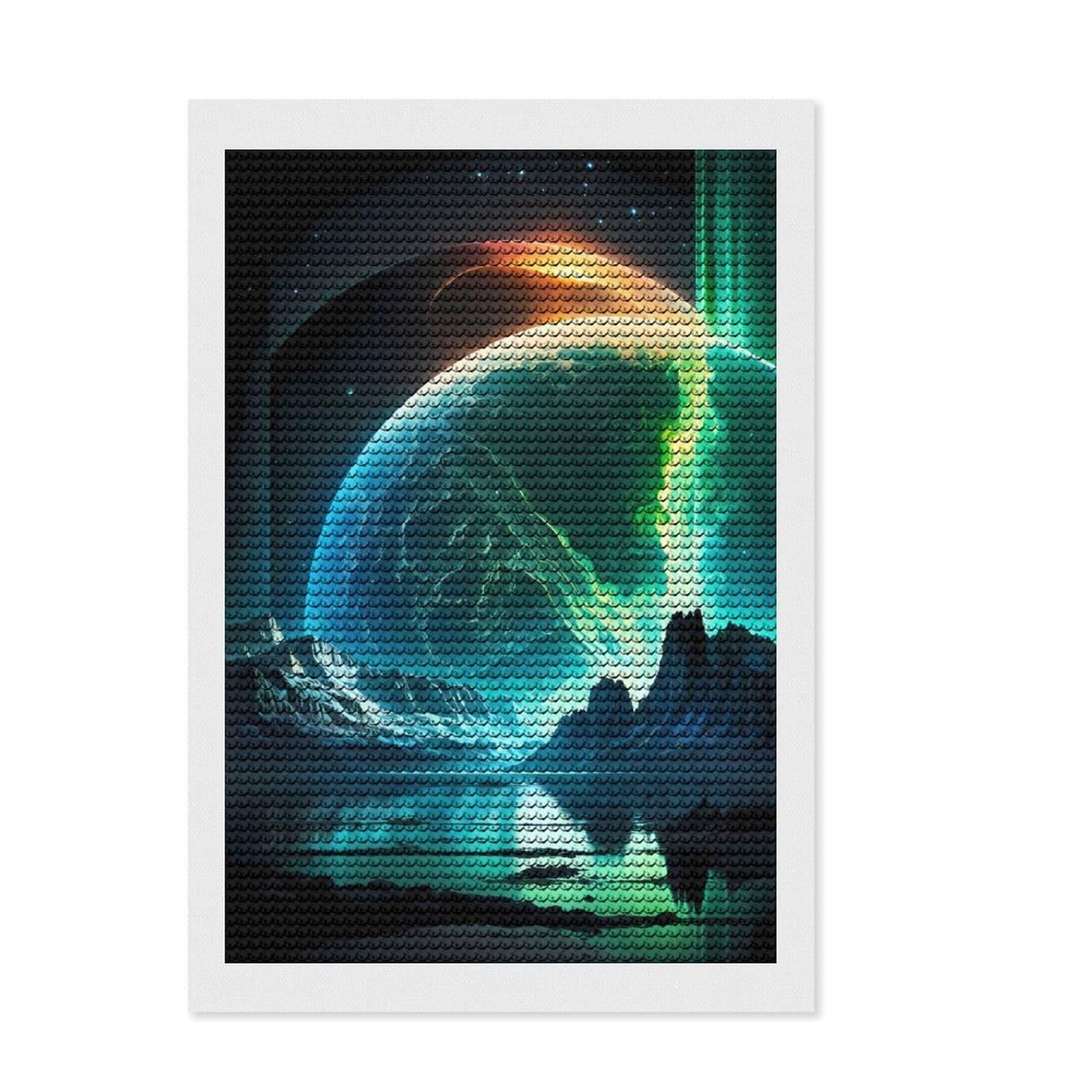 Junmoney Stellar Arctic Wonderland Full Drill Diamond Painting Kit 8"x12", for Women, Stress Relief Craft, Aesthetic Room Decor, Birthday Gift