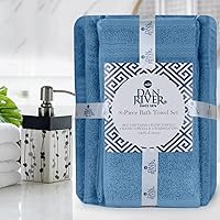 Vista 8 de DAN RIVER Toallas de baño de lujo de 8 piezas para baño, 2 baño, 2 manos y 4 paños de lavado, juego de toallas 100% de algodón hilado en anillo