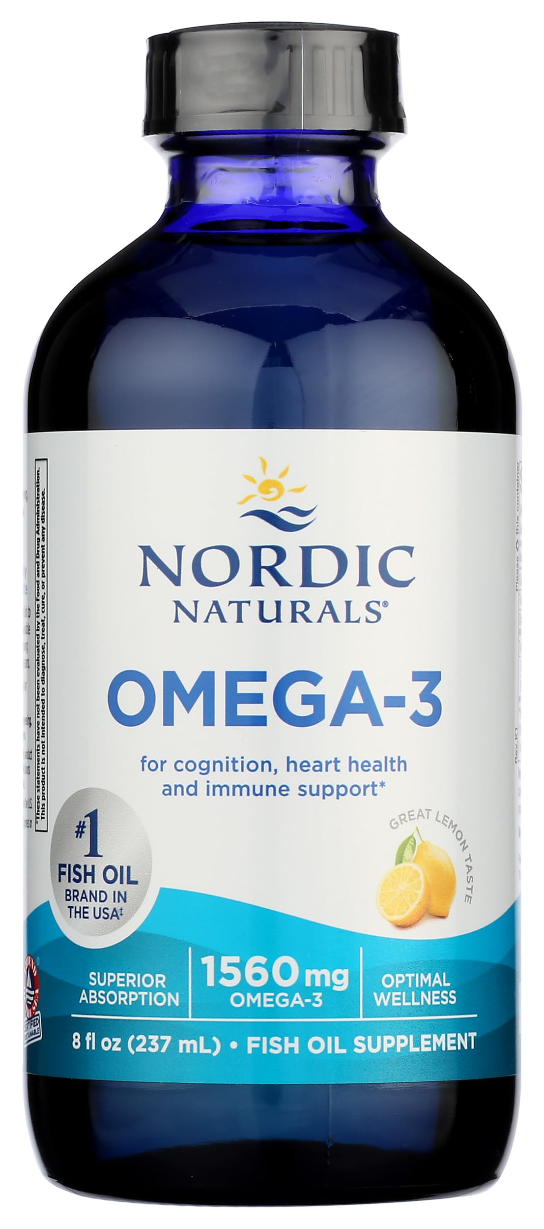 Omega-3, Purified Fish Oil, Lemon Flavor, 8 fl oz (237 ml) - Nordic Naturals