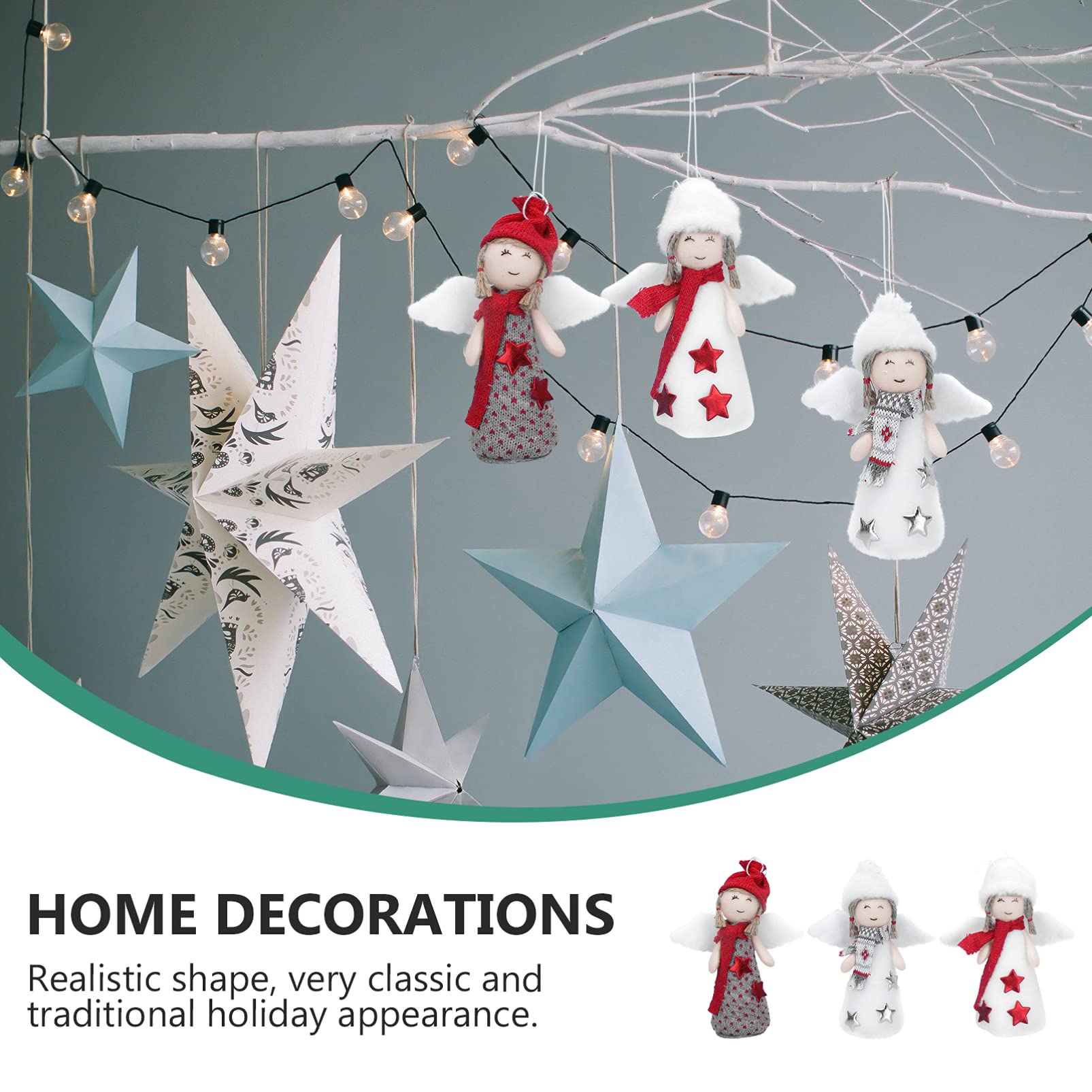 PRETYZOOM 8 Juegos Decoración Navideña Colgantes Navideños Muñecos Navideños Vine Luces De Hadas Estrella Ángel De Navidad Colgando Decoración Adorno De Ángel De Navidad Algodón 3 Piezas * 8