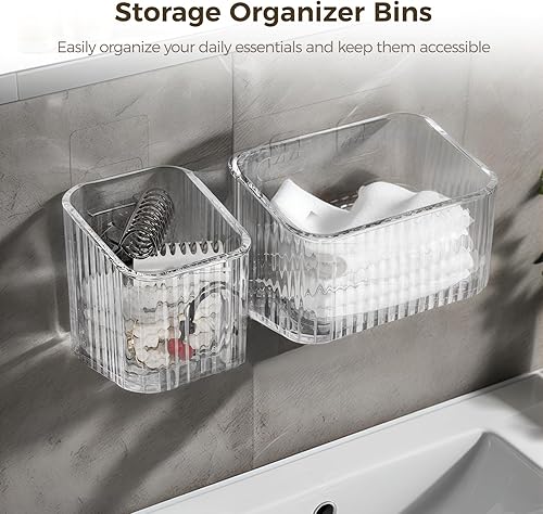 Miniatura 2 de Paquete de 8 cubos de almacenamiento transparentes montados en la pared, cestas de acrílico organizador de puerta de gabinete, organizador de