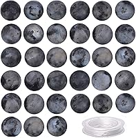 Vista 26 de 100 piezas de cuentas de cristal natural, piedras preciosas redondas sueltas de curación de energía con cordón elástico de cristal para hacer joyas