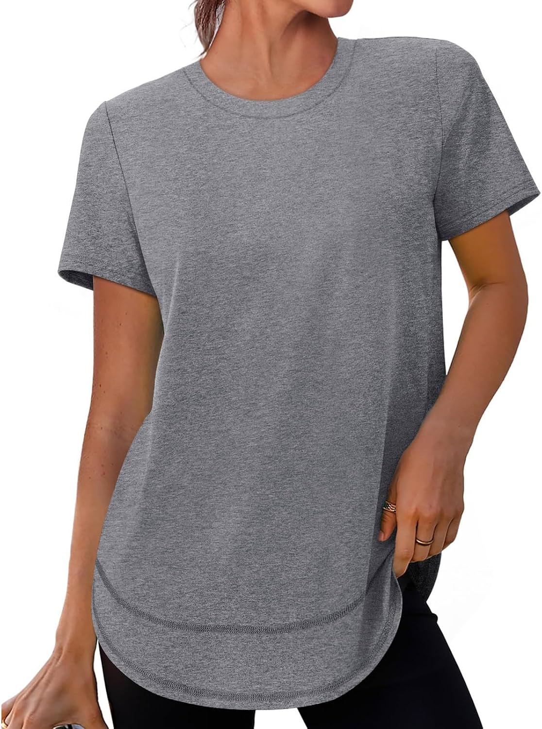 T Shirts for Womens Loose Fit Short Sleeve Casual Tops Cotton Ladies Tshirts Pullover Tees Crew Neck Tunic Top