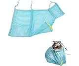 WUERKIYA Cat Grooming Bag, Cat Bath Bag, Adjustable Cat Bathing Bag, Durable Anti Scratch & Bite Cat Shower Net Bag, Cat Grooming Bathing Mesh, For Bathing Ear Cleaning Nail Trimming(Sky Blue)