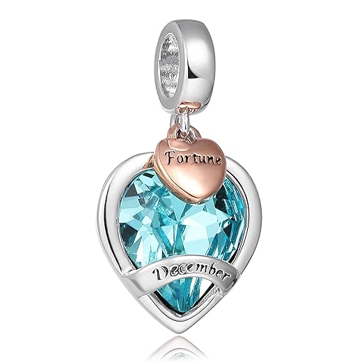 Birthstone Charms for Women Bracelets Heart Dangle Bead Charm for Bracelets and Necklaces Valentine's Day Gifts For Women