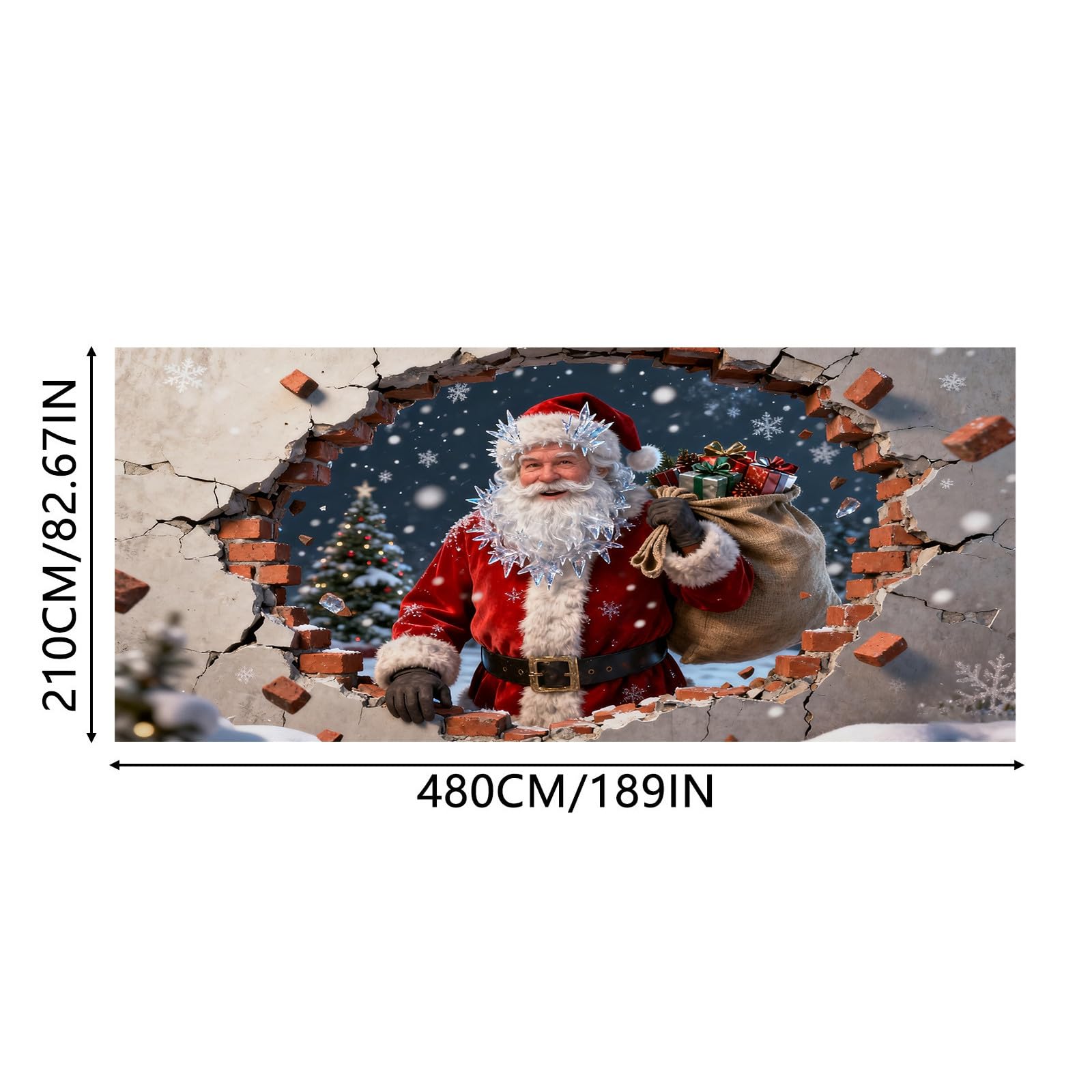 292 - Cartel de felicitaciones con texto en inglés «The Merry Christmas Christmas The Background Party Santa», fotografía de Papá Noel, fondo de puerta de garaje, decoración